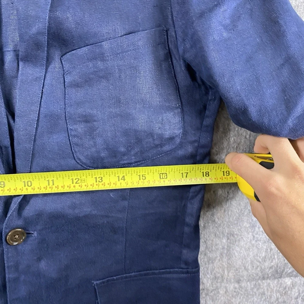 J Crew‎ Linen Unstructured Blazer Men's XS Blue Summer Wedding 19x31 Suit Jacket